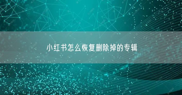 小红书怎么恢复删除掉的专辑