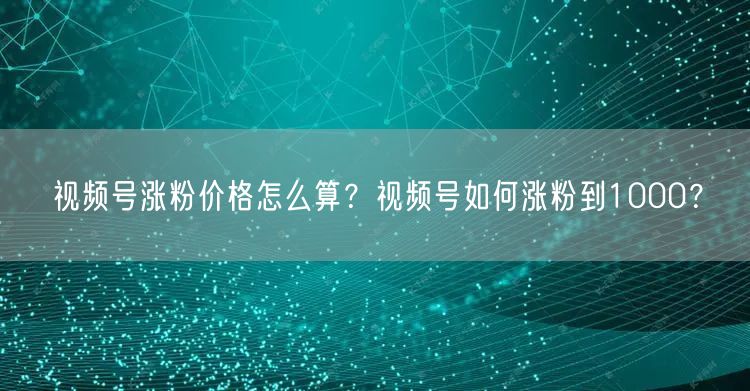 视频号涨粉价格怎么算？视频号如何涨粉到1000？
