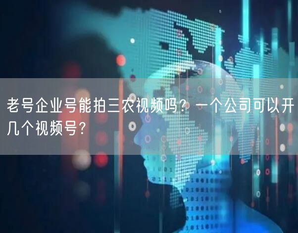 老号企业号能拍三农视频吗？一个公司可以开几个视频号？