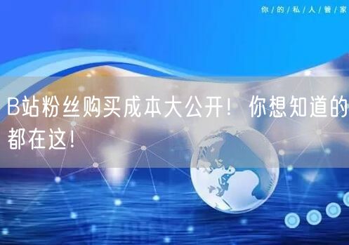 B站粉丝购买成本大公开!你想知道的都在这!
