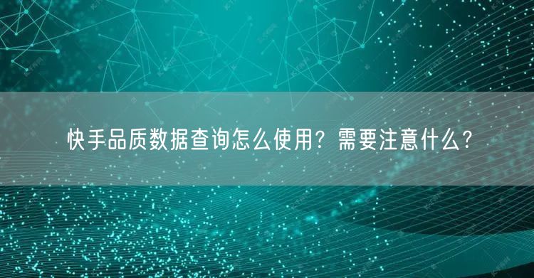 快手品质数据查询怎么使用？需要注意什么？