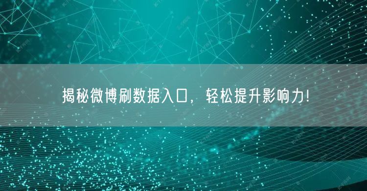 揭秘微博刷数据入口，轻松提升影响力！
