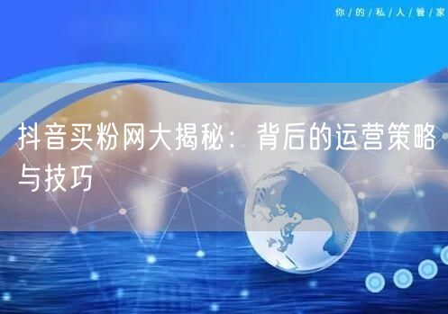 抖音买粉网大揭秘：背后的运营策略与技巧