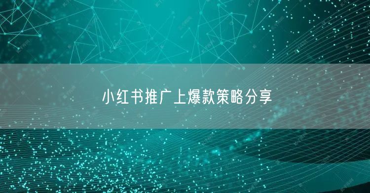 小红书推广上爆款策略分享