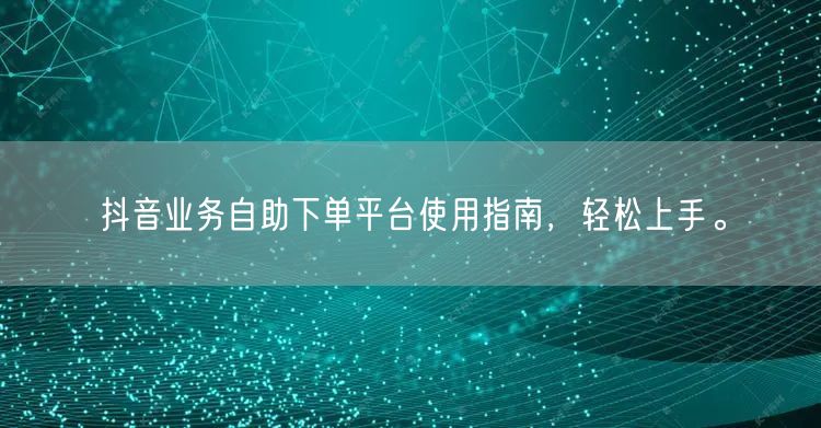 抖音业务自助下单平台使用指南，轻松上手。