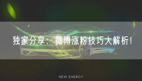 独家分享：微博涨粉技巧大解析！